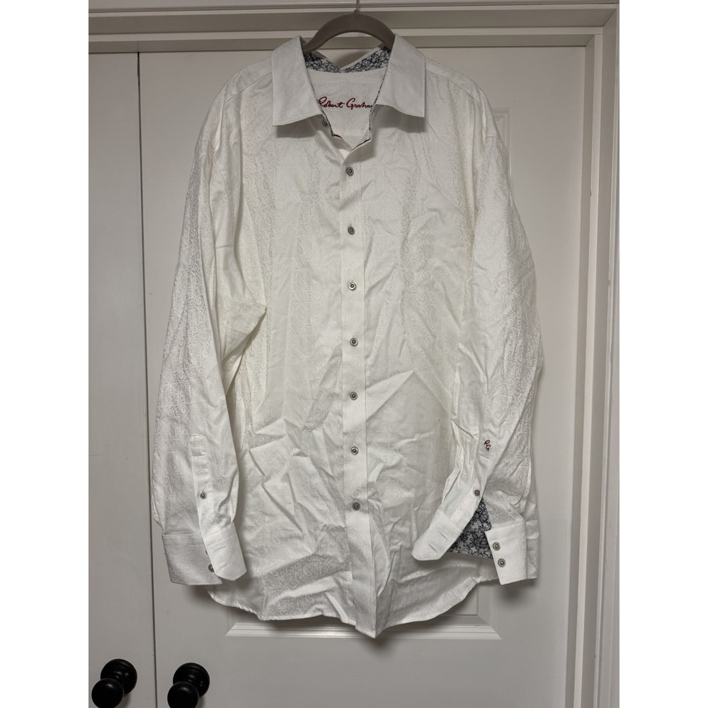 Robert Graham button-down shirt, White, Men's Size 2XL